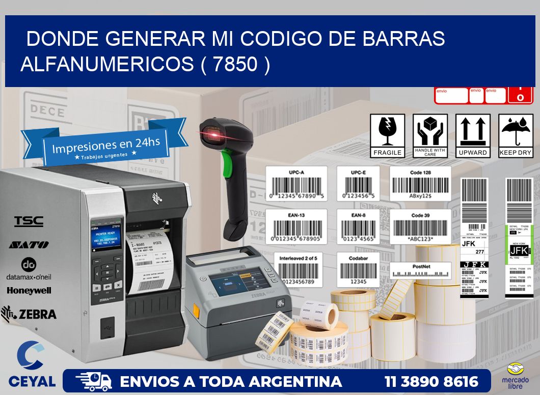 DONDE GENERAR MI CODIGO DE BARRAS ALFANUMERICOS ( 7850 )