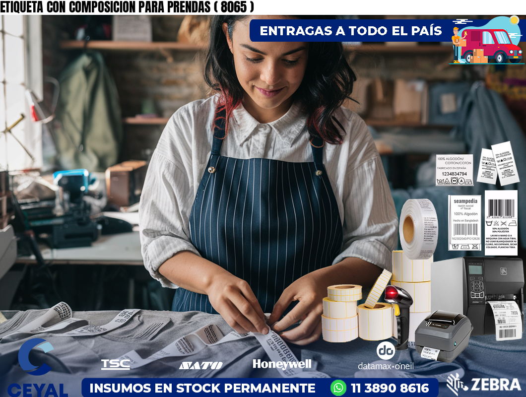 ETIQUETA CON COMPOSICION PARA PRENDAS ( 8065 )