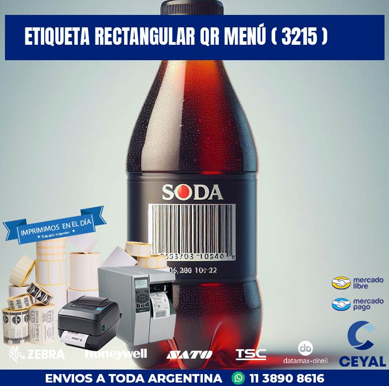 ETIQUETA RECTANGULAR QR MENÚ ( 3215 )