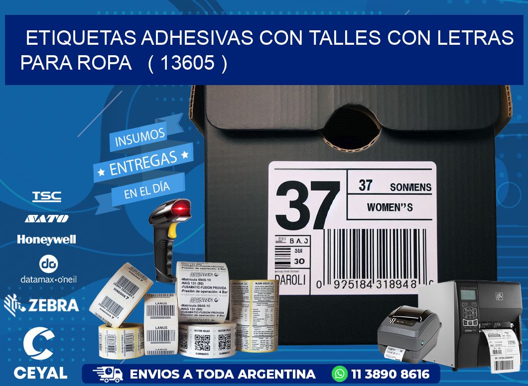 ETIQUETAS ADHESIVAS CON TALLES CON LETRAS PARA ROPA ( 13605 )