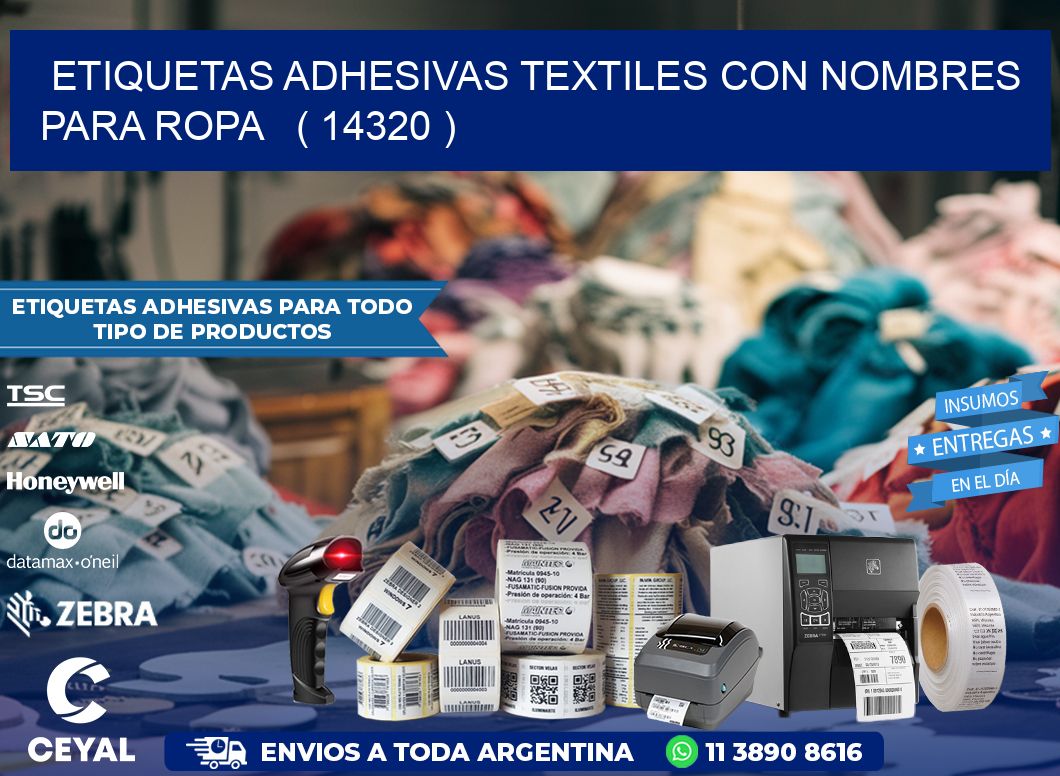 ETIQUETAS ADHESIVAS TEXTILES CON NOMBRES PARA ROPA   ( 14320 )