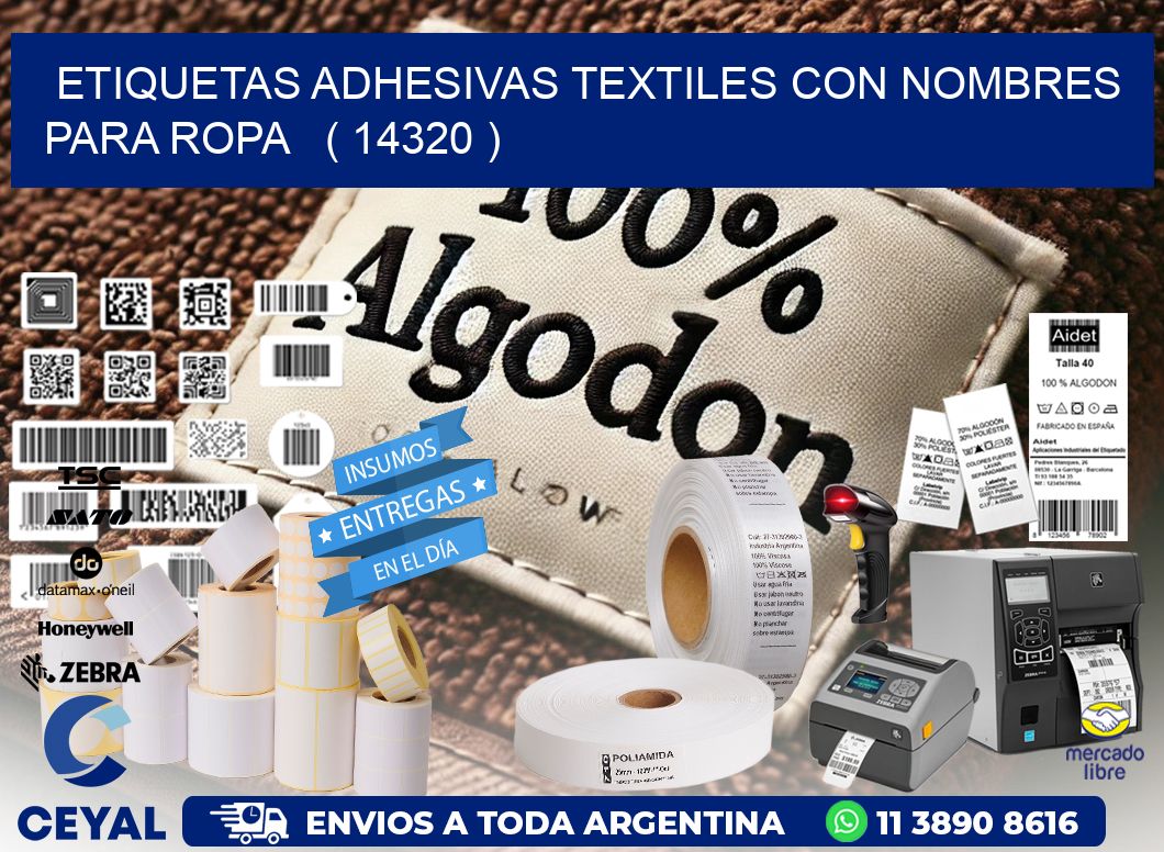 ETIQUETAS ADHESIVAS TEXTILES CON NOMBRES PARA ROPA   ( 14320 )