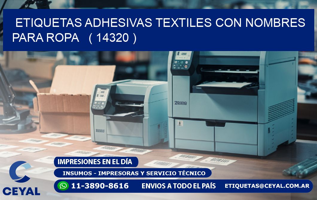 ETIQUETAS ADHESIVAS TEXTILES CON NOMBRES PARA ROPA   ( 14320 )