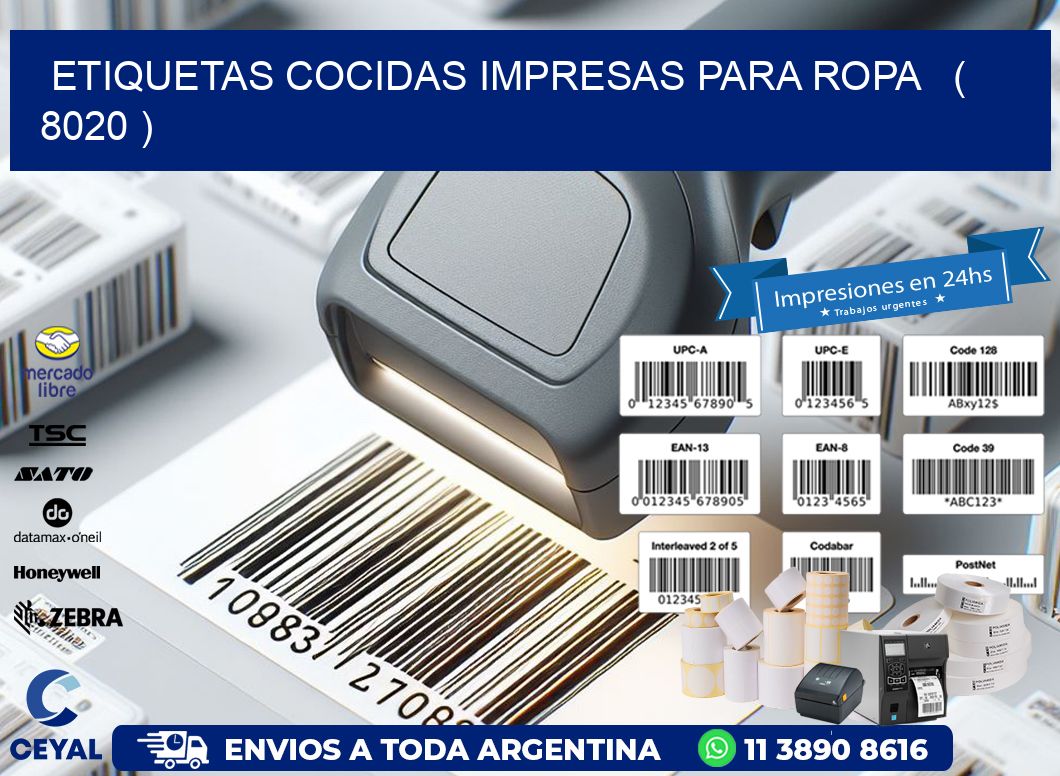 ETIQUETAS COCIDAS IMPRESAS PARA ROPA   ( 8020 )