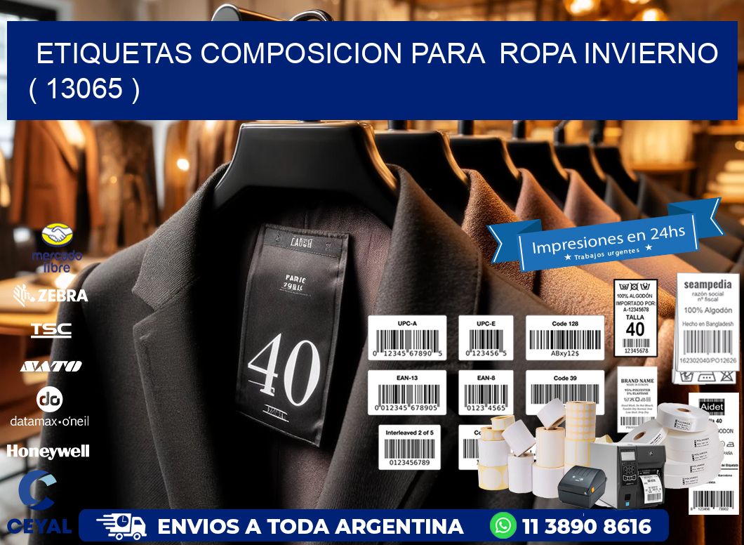ETIQUETAS COMPOSICION PARA  ROPA INVIERNO   ( 13065 )