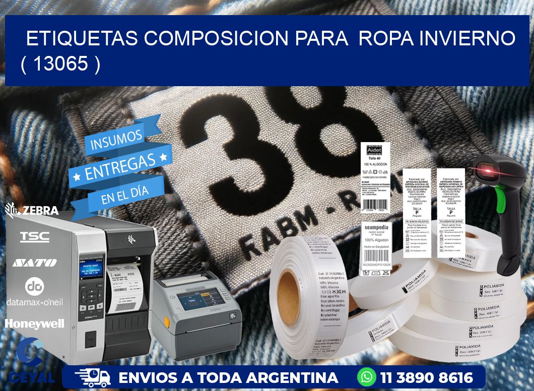 ETIQUETAS COMPOSICION PARA  ROPA INVIERNO   ( 13065 )