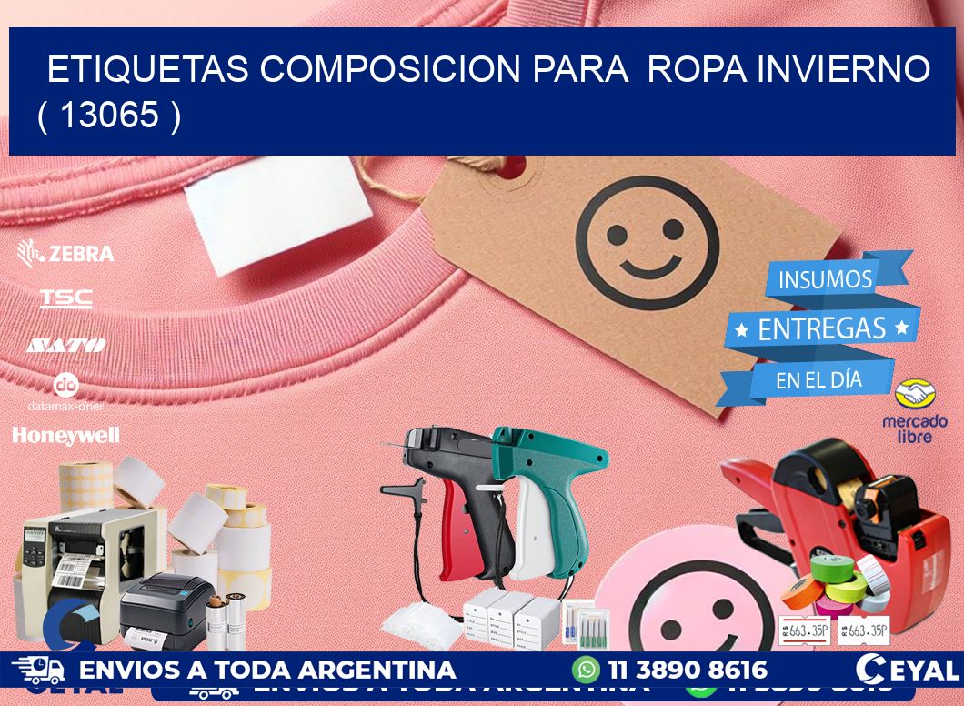 ETIQUETAS COMPOSICION PARA  ROPA INVIERNO   ( 13065 )