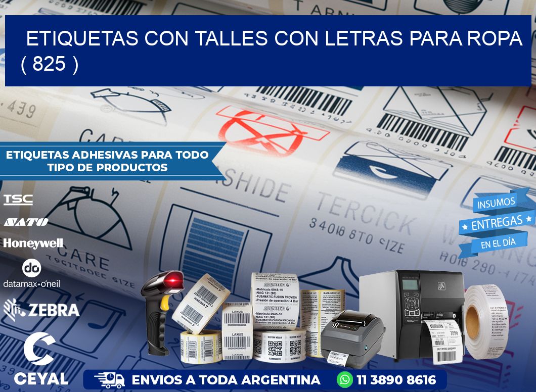 ETIQUETAS CON TALLES CON LETRAS PARA ROPA   ( 825 )