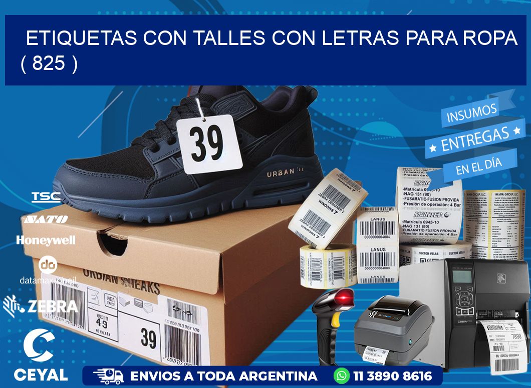 ETIQUETAS CON TALLES CON LETRAS PARA ROPA   ( 825 )