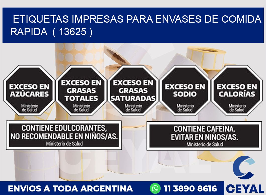 ETIQUETAS IMPRESAS PARA ENVASES DE COMIDA RAPIDA  ( 13625 )