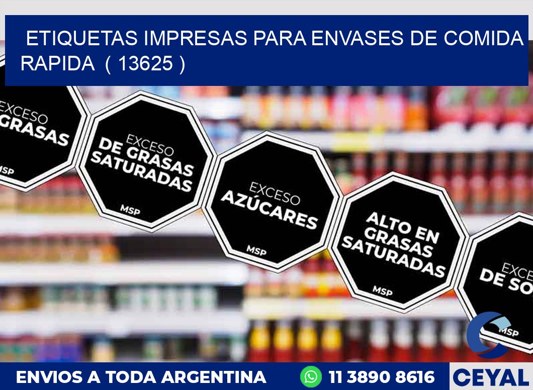 ETIQUETAS IMPRESAS PARA ENVASES DE COMIDA RAPIDA  ( 13625 )