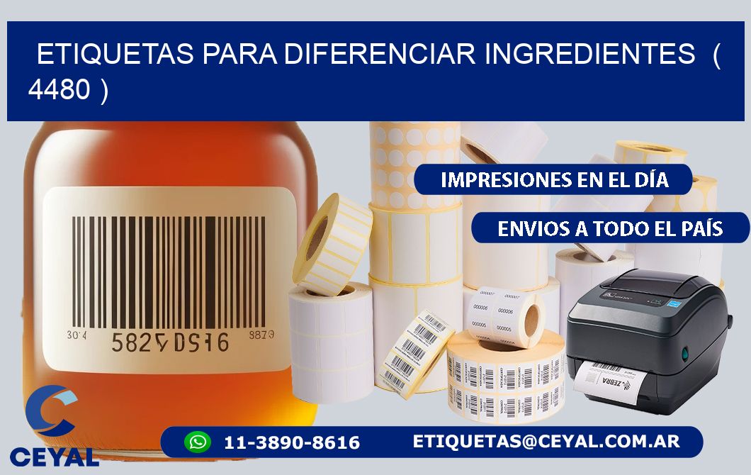 ETIQUETAS PARA DIFERENCIAR INGREDIENTES  ( 4480 )