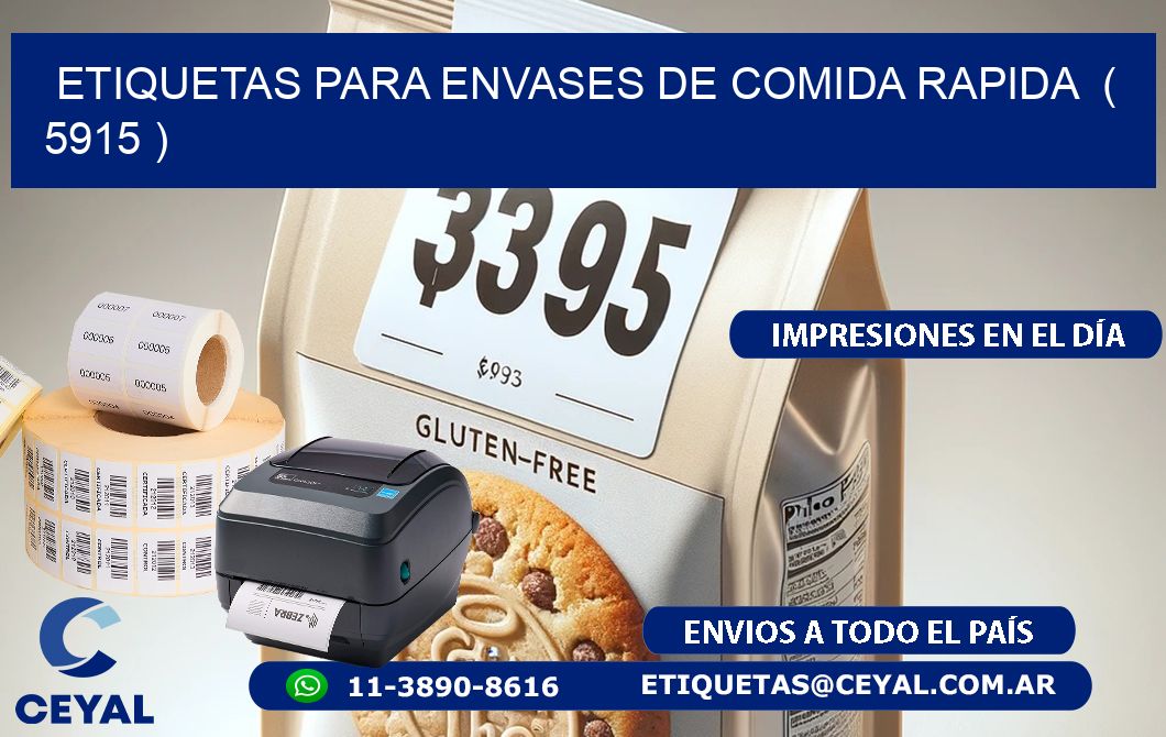 ETIQUETAS PARA ENVASES DE COMIDA RAPIDA  ( 5915 )