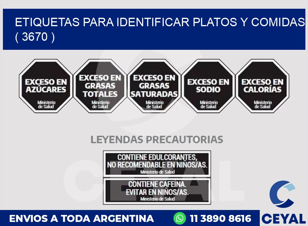 ETIQUETAS PARA IDENTIFICAR PLATOS Y COMIDAS  ( 3670 )