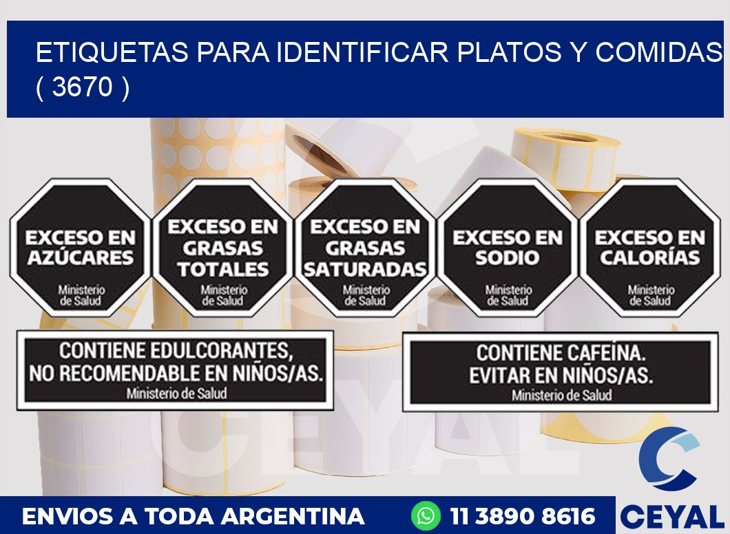 ETIQUETAS PARA IDENTIFICAR PLATOS Y COMIDAS  ( 3670 )