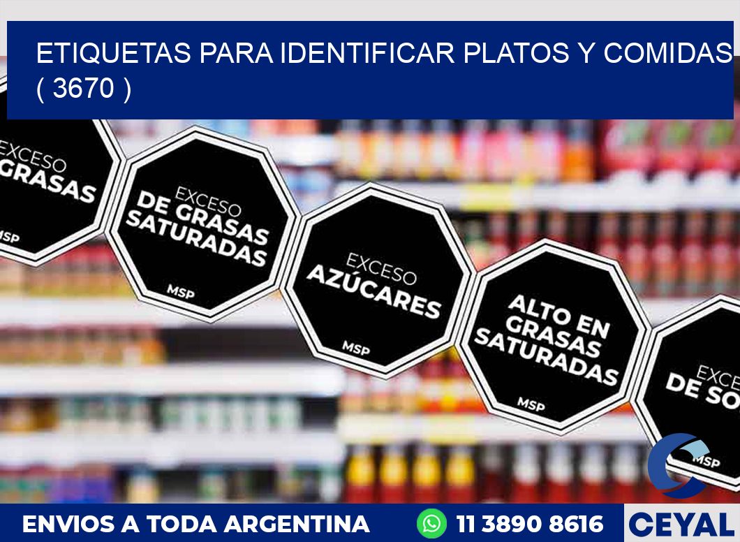 ETIQUETAS PARA IDENTIFICAR PLATOS Y COMIDAS  ( 3670 )