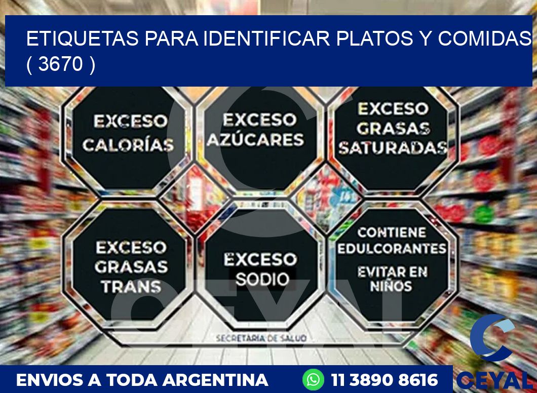 ETIQUETAS PARA IDENTIFICAR PLATOS Y COMIDAS  ( 3670 )