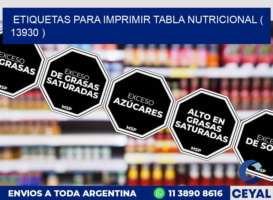 ETIQUETAS PARA IMPRIMIR TABLA NUTRICIONAL ( 13930 )