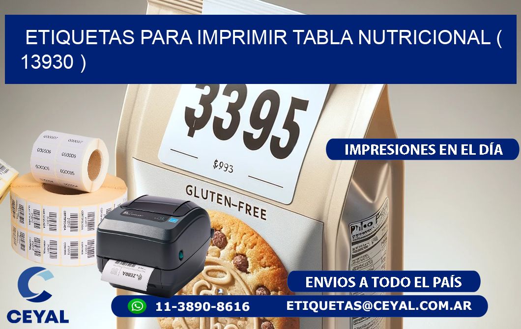 ETIQUETAS PARA IMPRIMIR TABLA NUTRICIONAL ( 13930 )