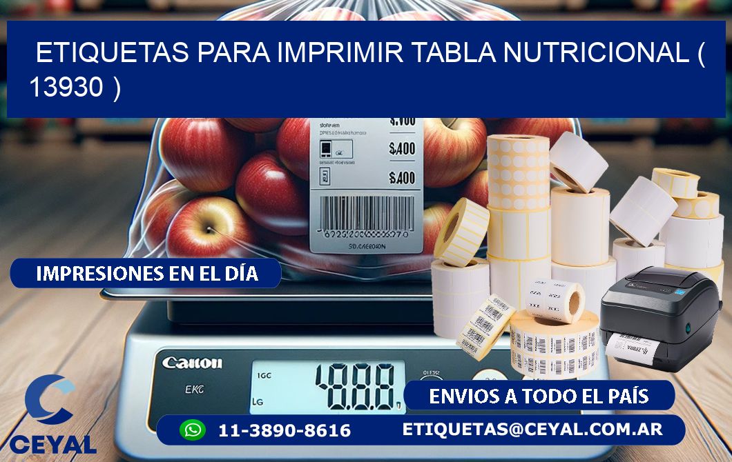 ETIQUETAS PARA IMPRIMIR TABLA NUTRICIONAL ( 13930 )