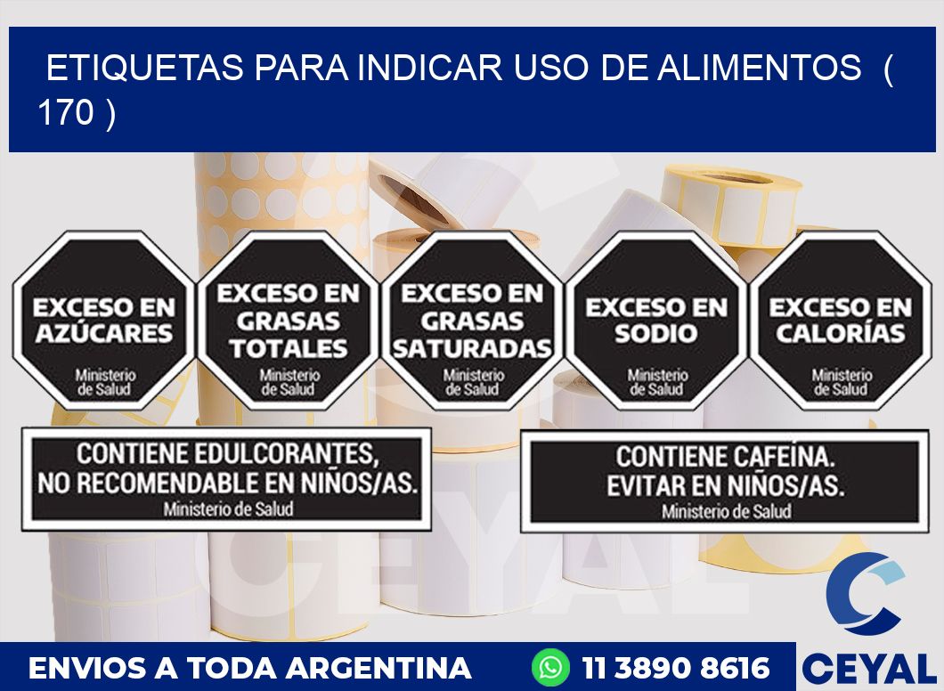 ETIQUETAS PARA INDICAR USO DE ALIMENTOS  ( 170 )