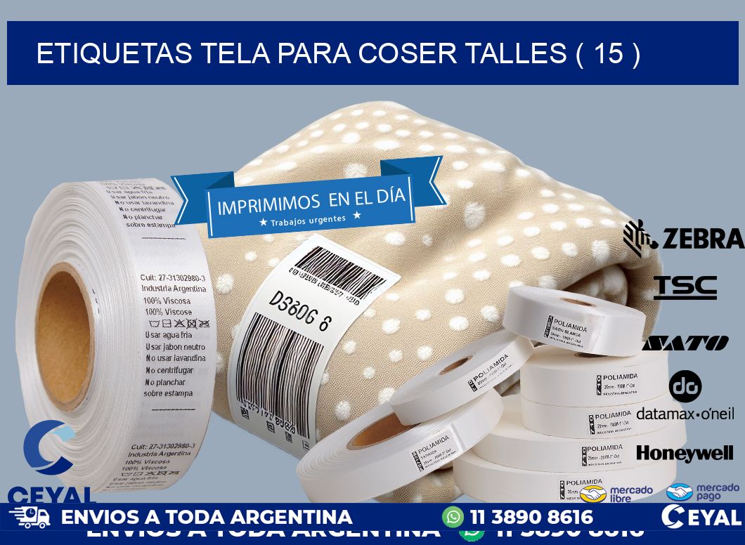 ETIQUETAS TELA PARA COSER TALLES ( 15 )