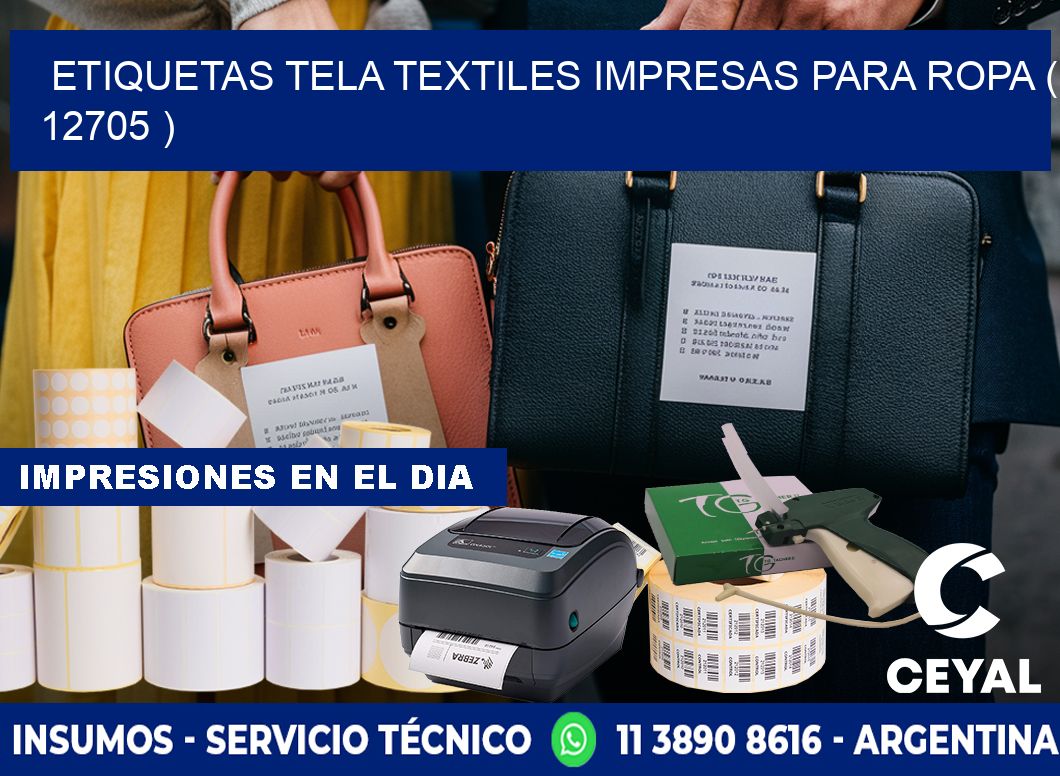 ETIQUETAS TELA TEXTILES IMPRESAS PARA ROPA ( 12705 )