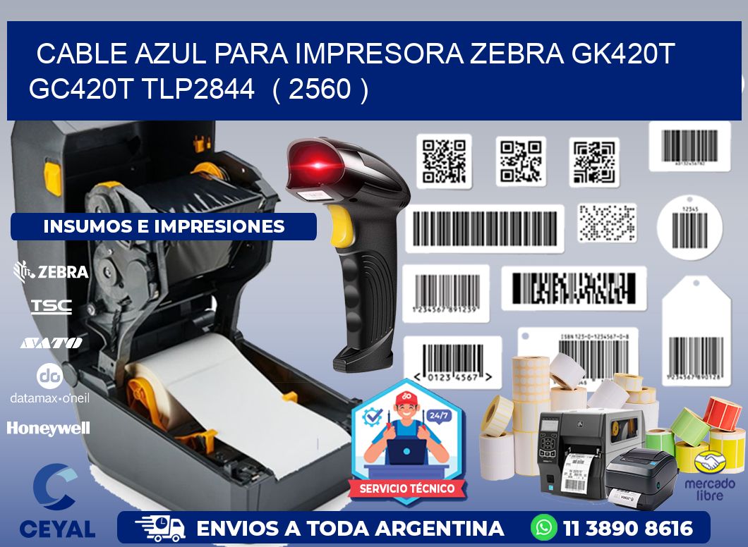 cable azul para impresora zebra GK420T GC420T TLP2844  ( 2560 )