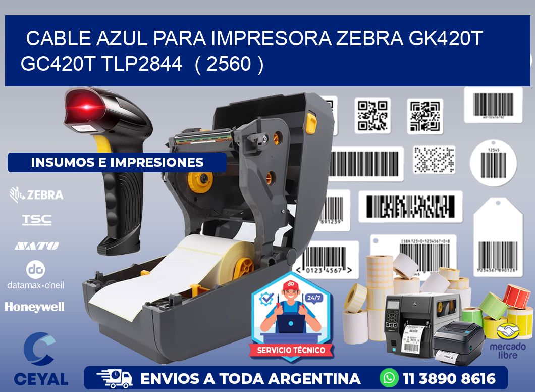 cable azul para impresora zebra GK420T GC420T TLP2844  ( 2560 )