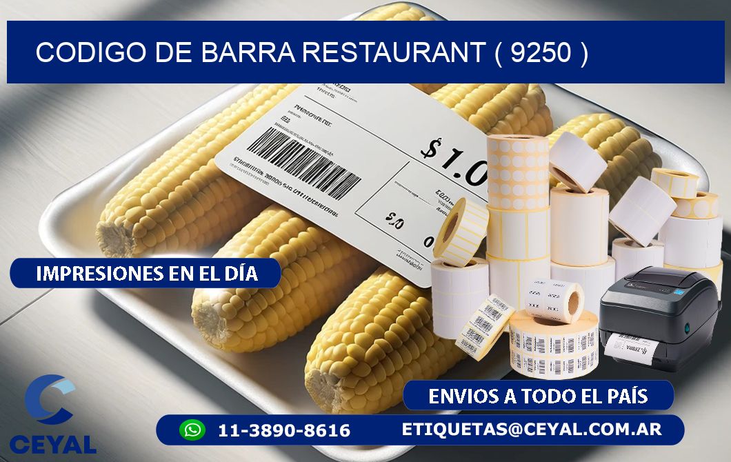 CODIGO DE BARRA RESTAURANT ( 9250 )