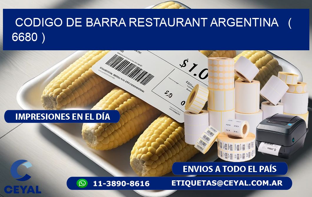 CODIGO DE BARRA RESTAURANT ARGENTINA ( 6680 )