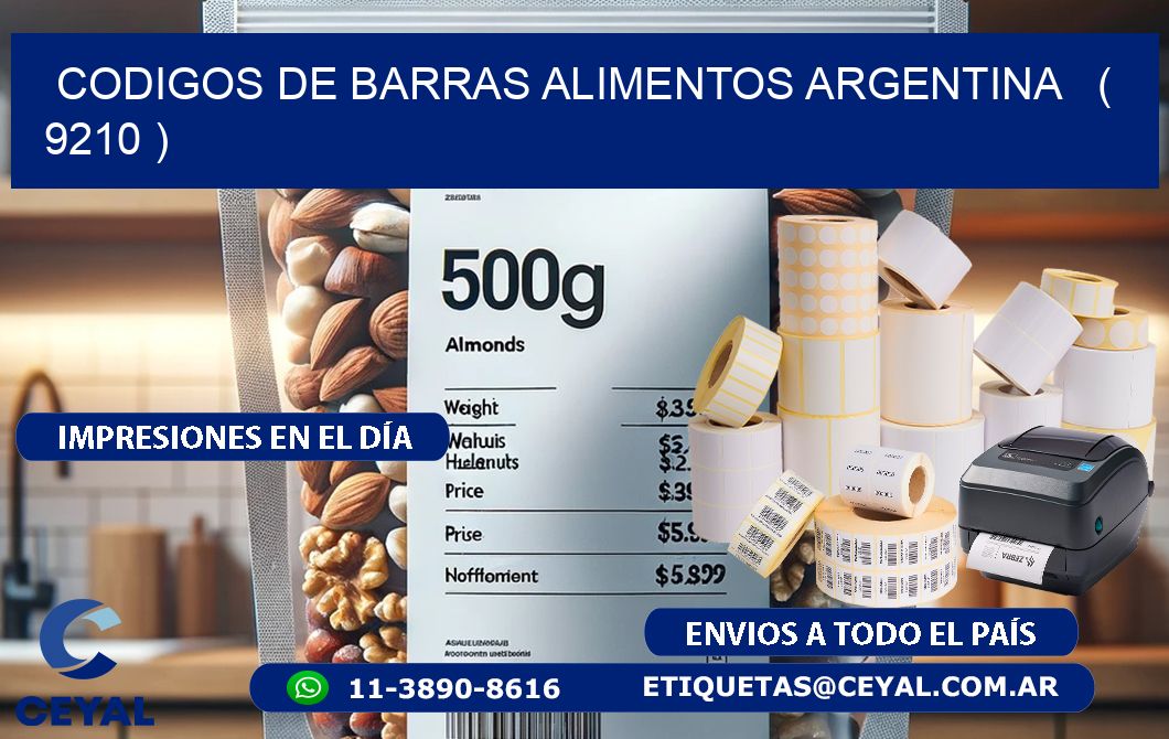 CODIGOS DE BARRAS ALIMENTOS ARGENTINA   ( 9210 )