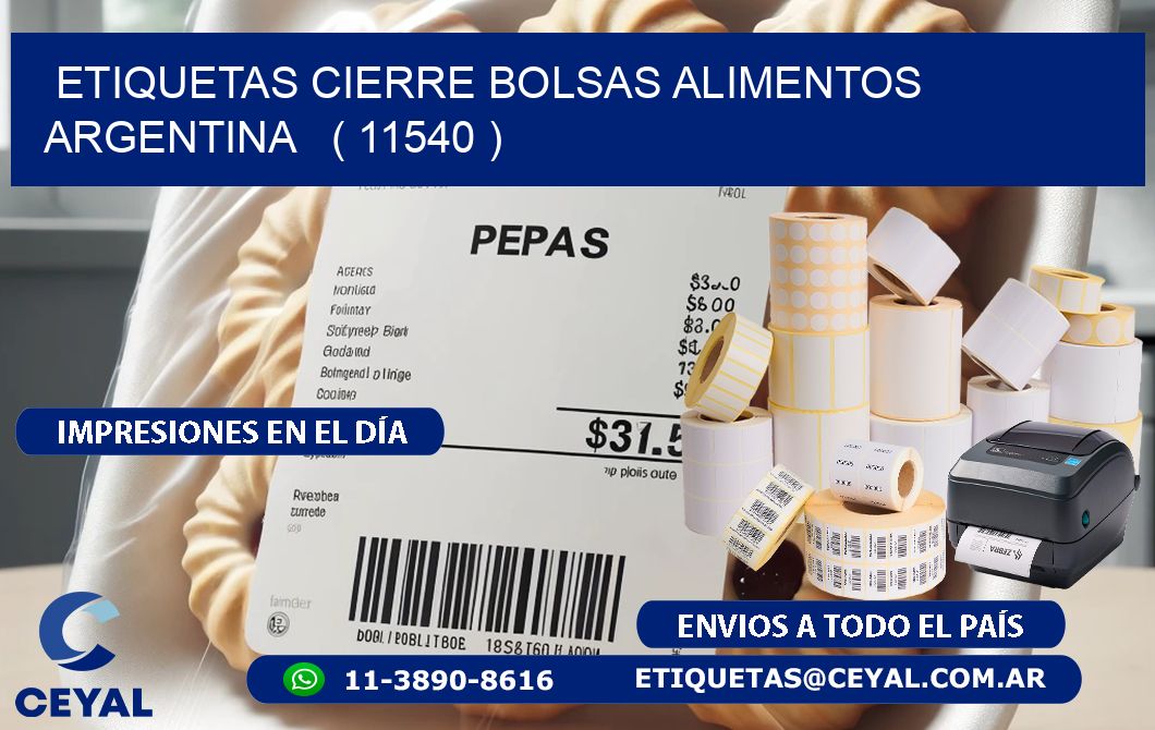 ETIQUETAS CIERRE BOLSAS ALIMENTOS ARGENTINA   ( 11540 )