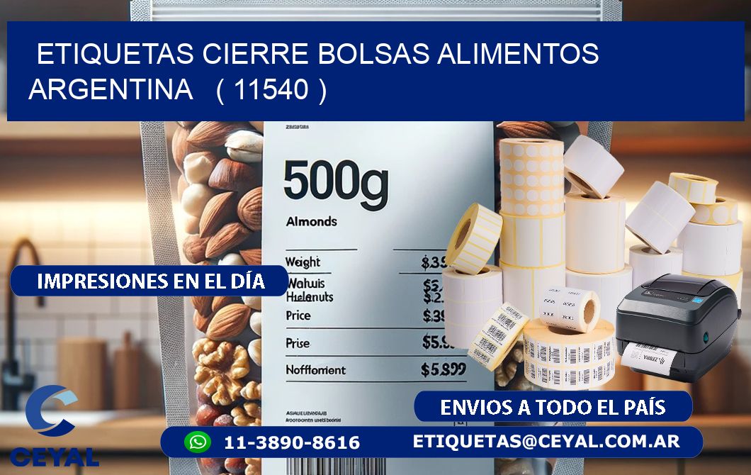 ETIQUETAS CIERRE BOLSAS ALIMENTOS ARGENTINA   ( 11540 )