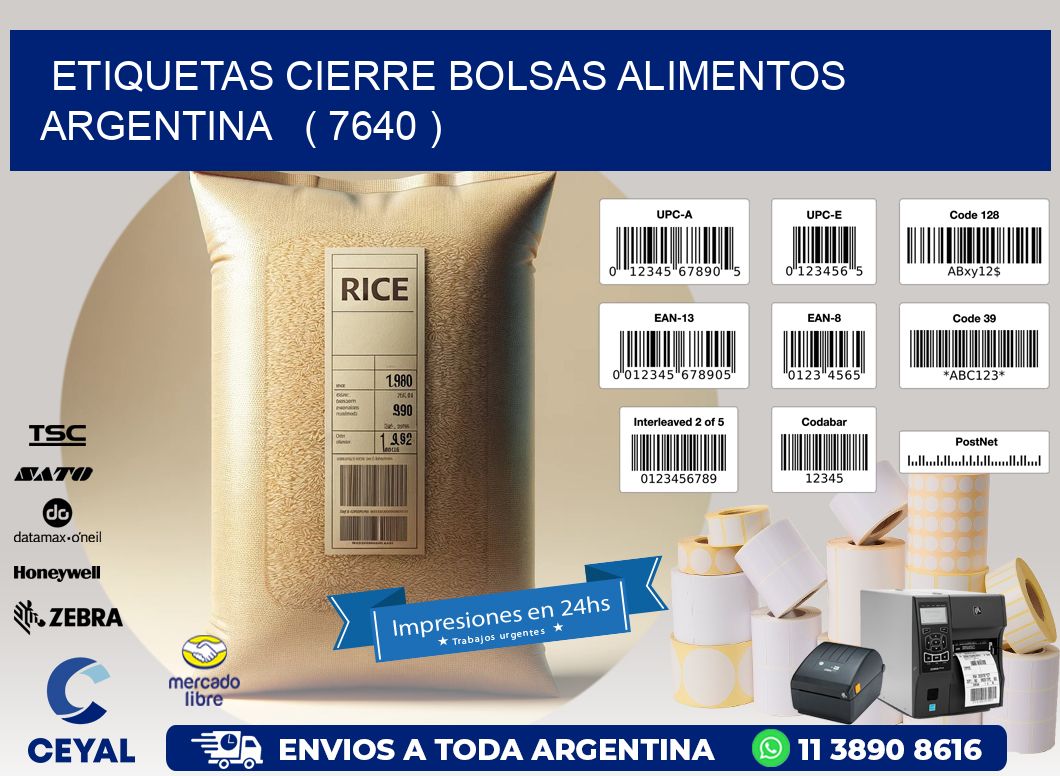 ETIQUETAS CIERRE BOLSAS ALIMENTOS ARGENTINA   ( 7640 )