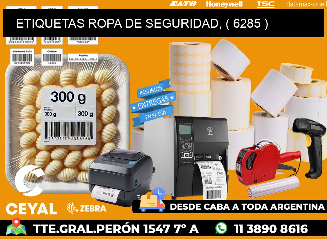 ETIQUETAS ROPA DE SEGURIDAD, ( 6285 )