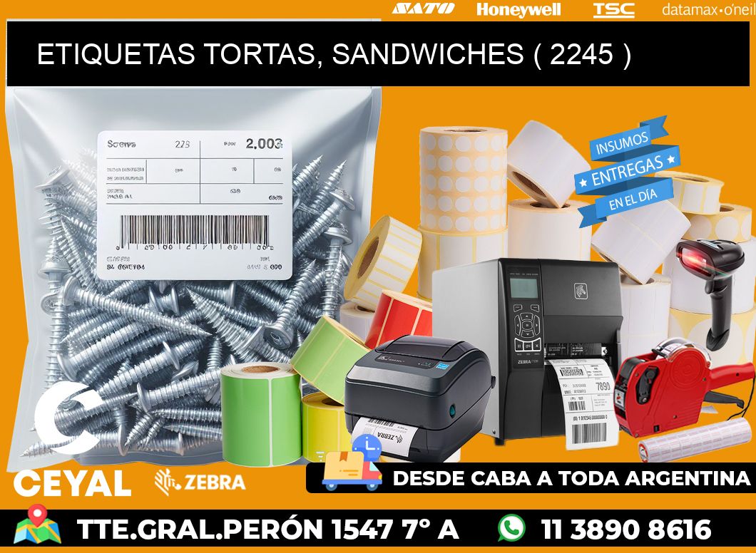 ETIQUETAS TORTAS, SANDWICHES ( 2245 )