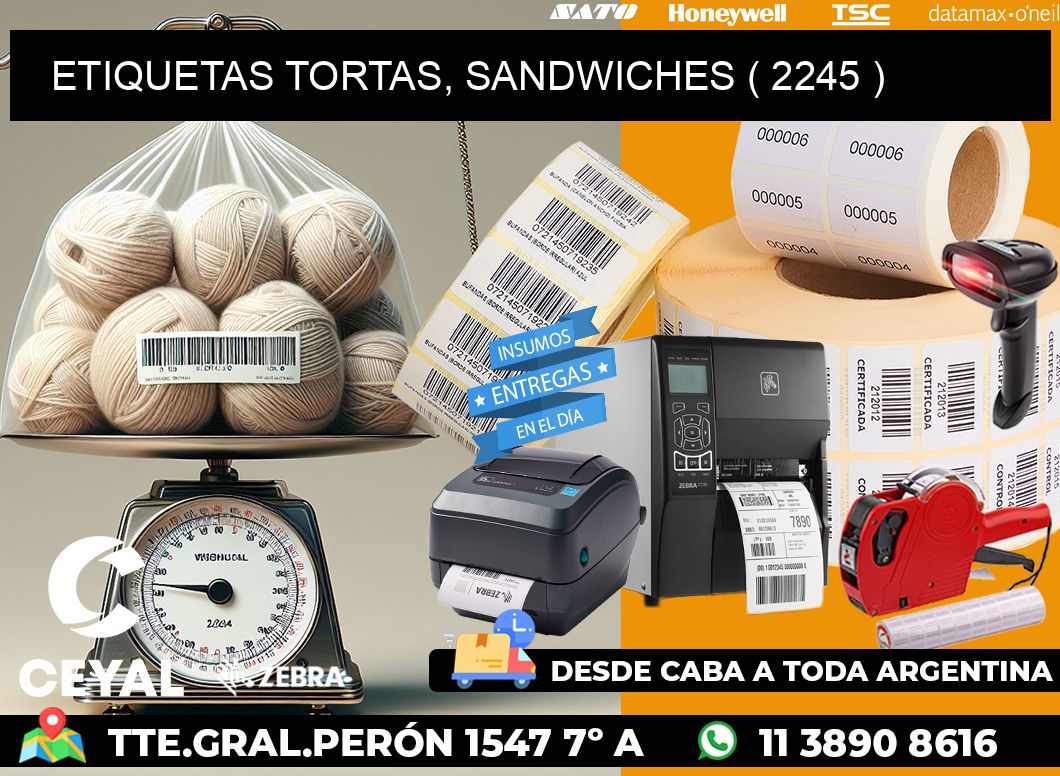 ETIQUETAS TORTAS, SANDWICHES ( 2245 )