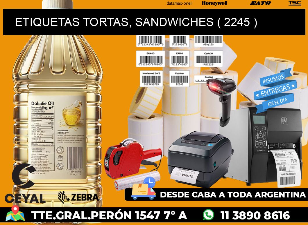 ETIQUETAS TORTAS, SANDWICHES ( 2245 )