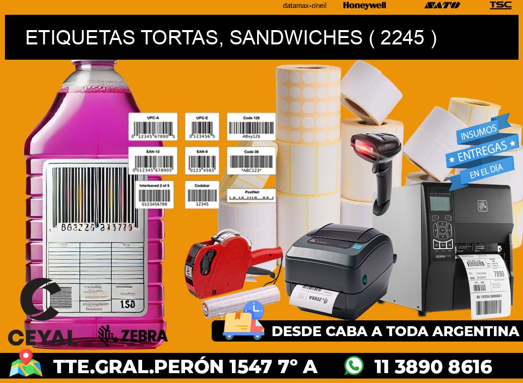 ETIQUETAS TORTAS, SANDWICHES ( 2245 )