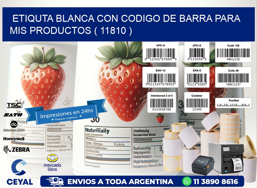 ETIQUTA BLANCA CON CODIGO DE BARRA PARA MIS PRODUCTOS ( 11810 )