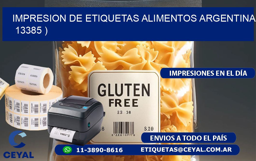 IMPRESION DE ETIQUETAS ALIMENTOS ARGENTINA   13385 )