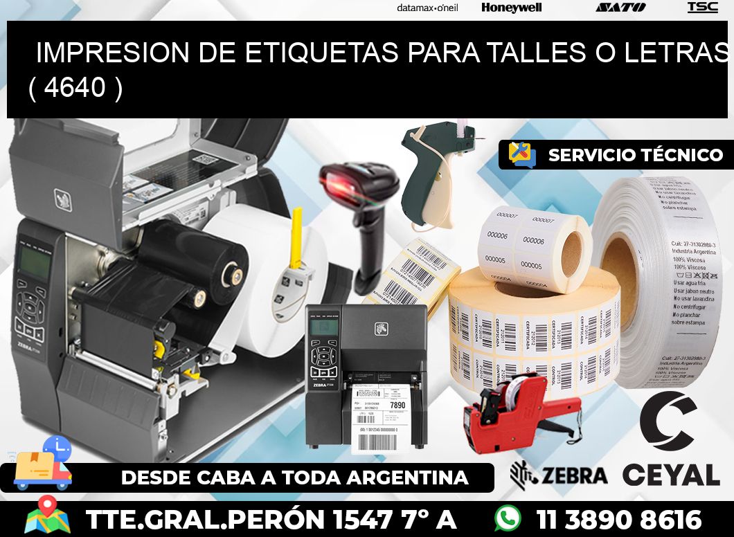 IMPRESION DE ETIQUETAS PARA TALLES O LETRAS ( 4640 )