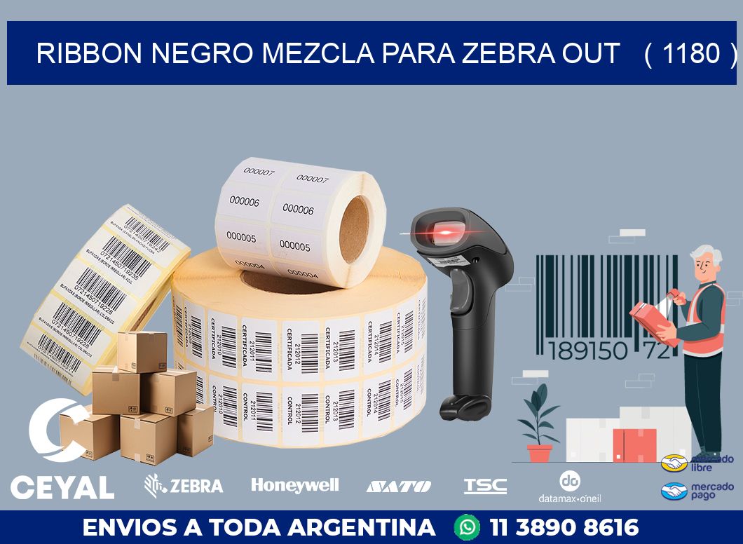 RIBBON NEGRO MEZCLA PARA ZEBRA OUT   ( 1180 )