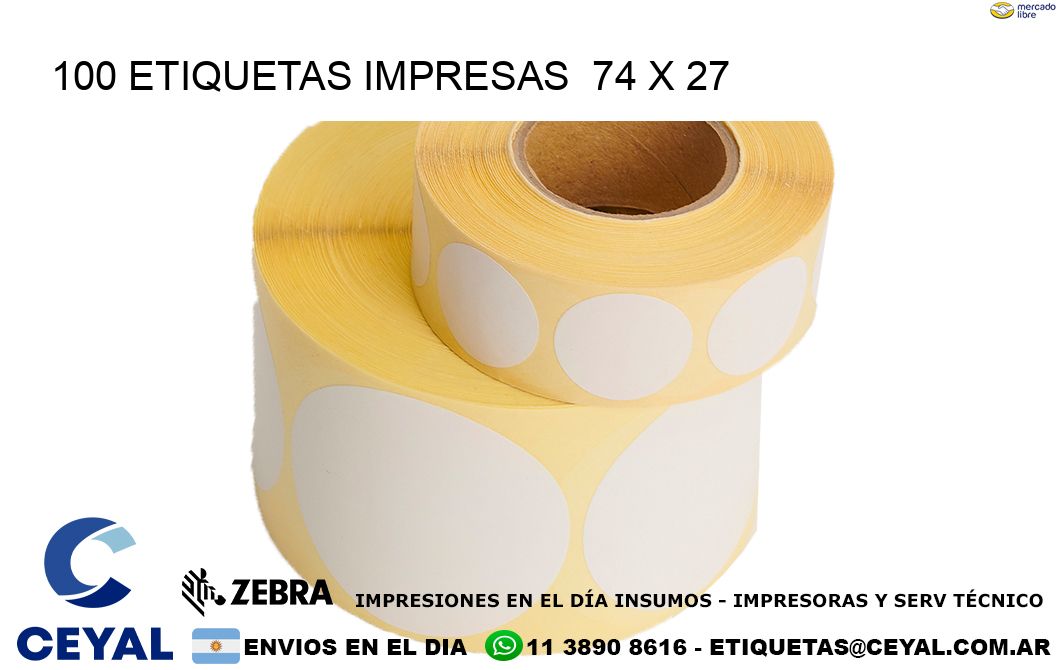100 ETIQUETAS IMPRESAS  74 x 27