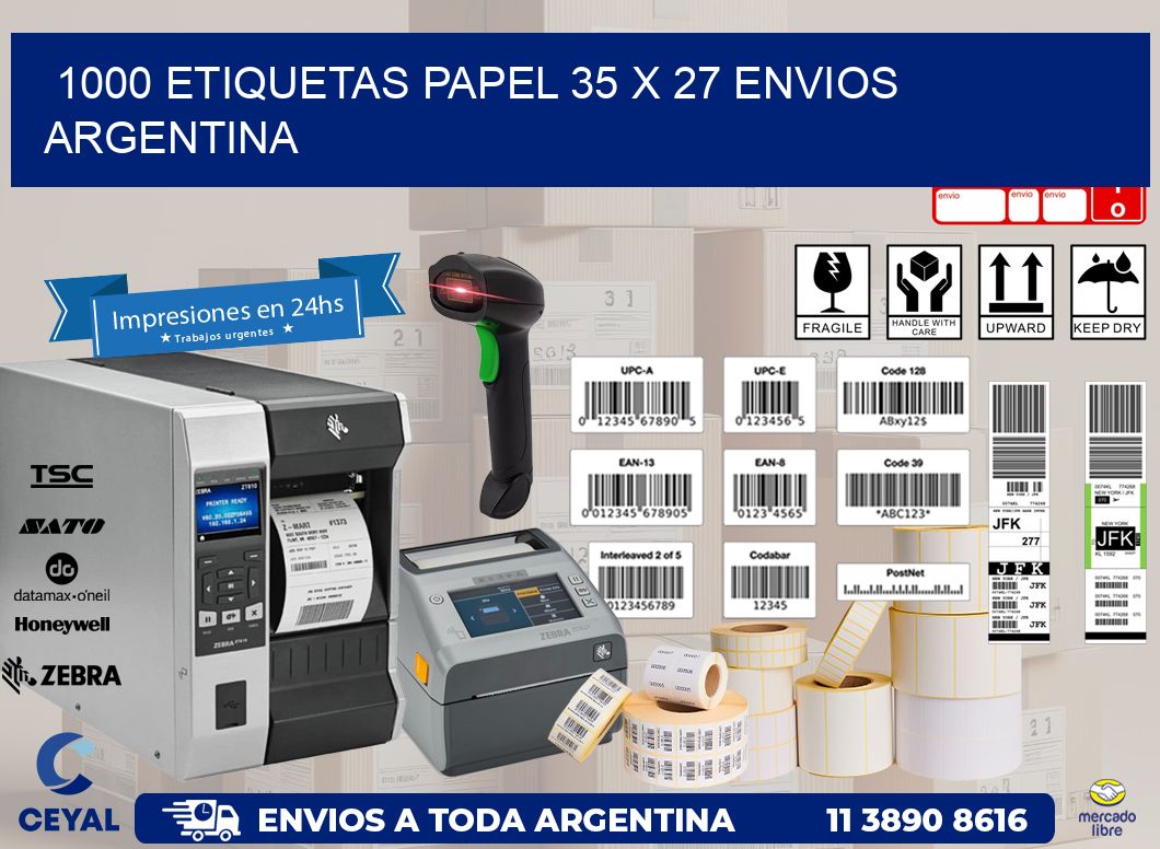 1000 ETIQUETAS PAPEL 35 x 27 ENVIOS ARGENTINA