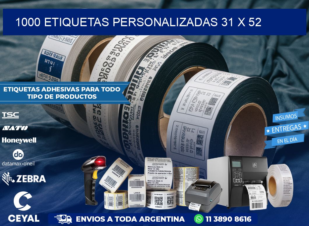 1000 ETIQUETAS PERSONALIZADAS 31 x 52