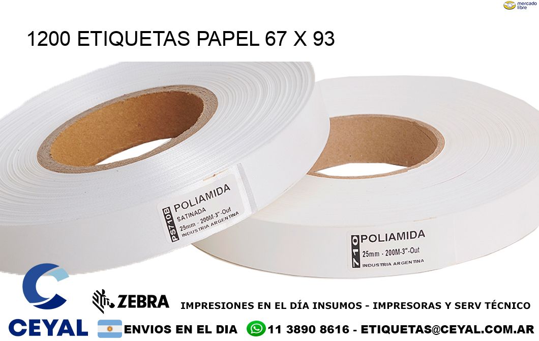 1200 ETIQUETAS PAPEL 67 x 93