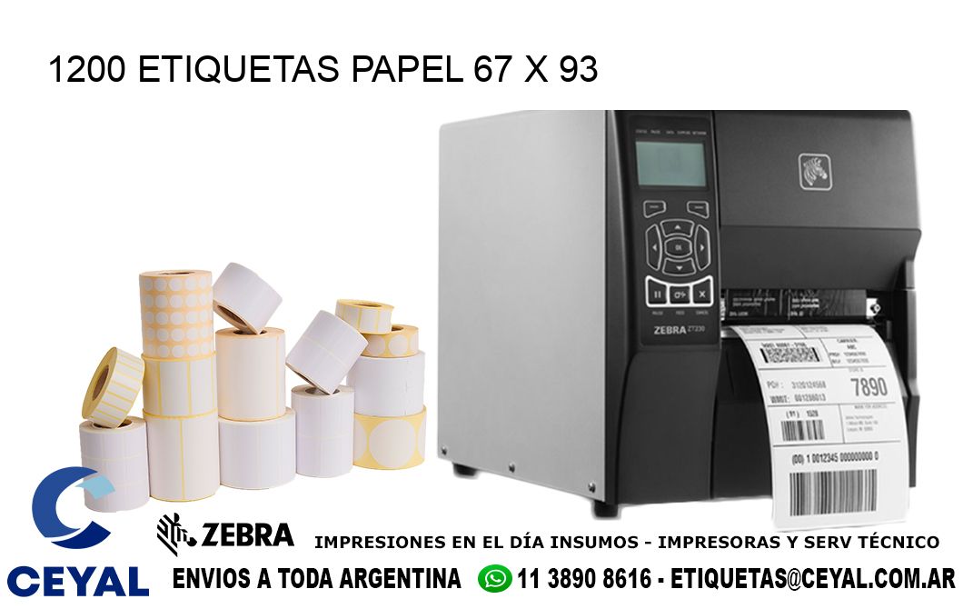 1200 ETIQUETAS PAPEL 67 x 93