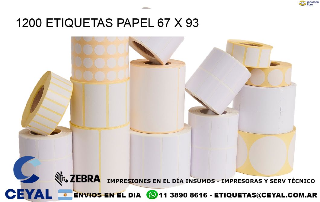 1200 ETIQUETAS PAPEL 67 x 93